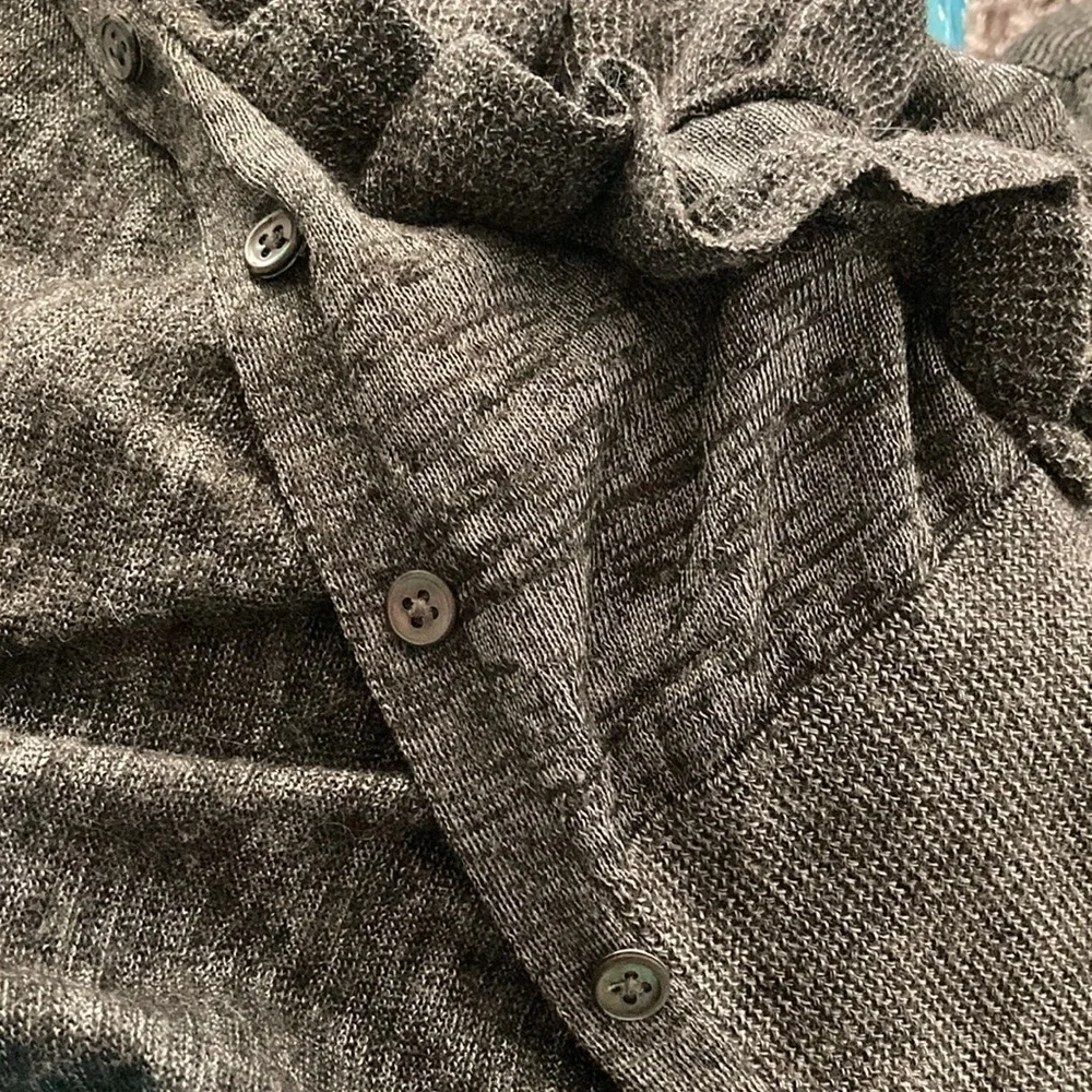 J crew gray ruffle cardigan poly/nylon/alpaca/merino wool blend Small